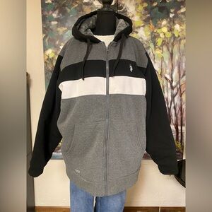 Mens U.S. Polo Assn.® Color Block Sherpa Hoodie - Dark Grey Size XXL